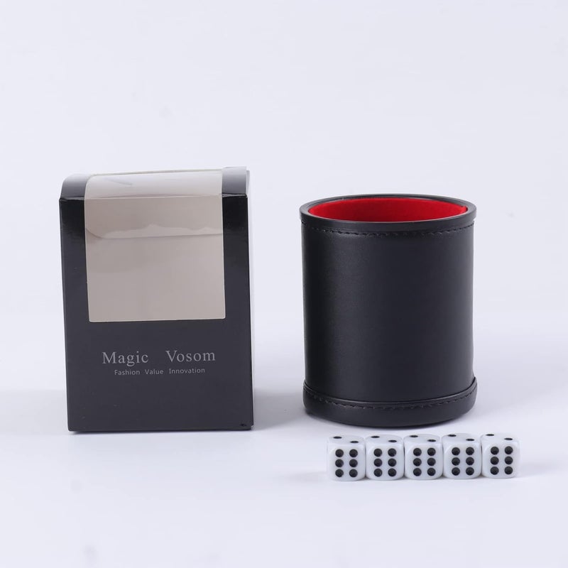 Magic Vosom Felt Lined Professional Dice Cup with 5 Dice Quiet for Yahtzee Game (1 PCS) - Image 2